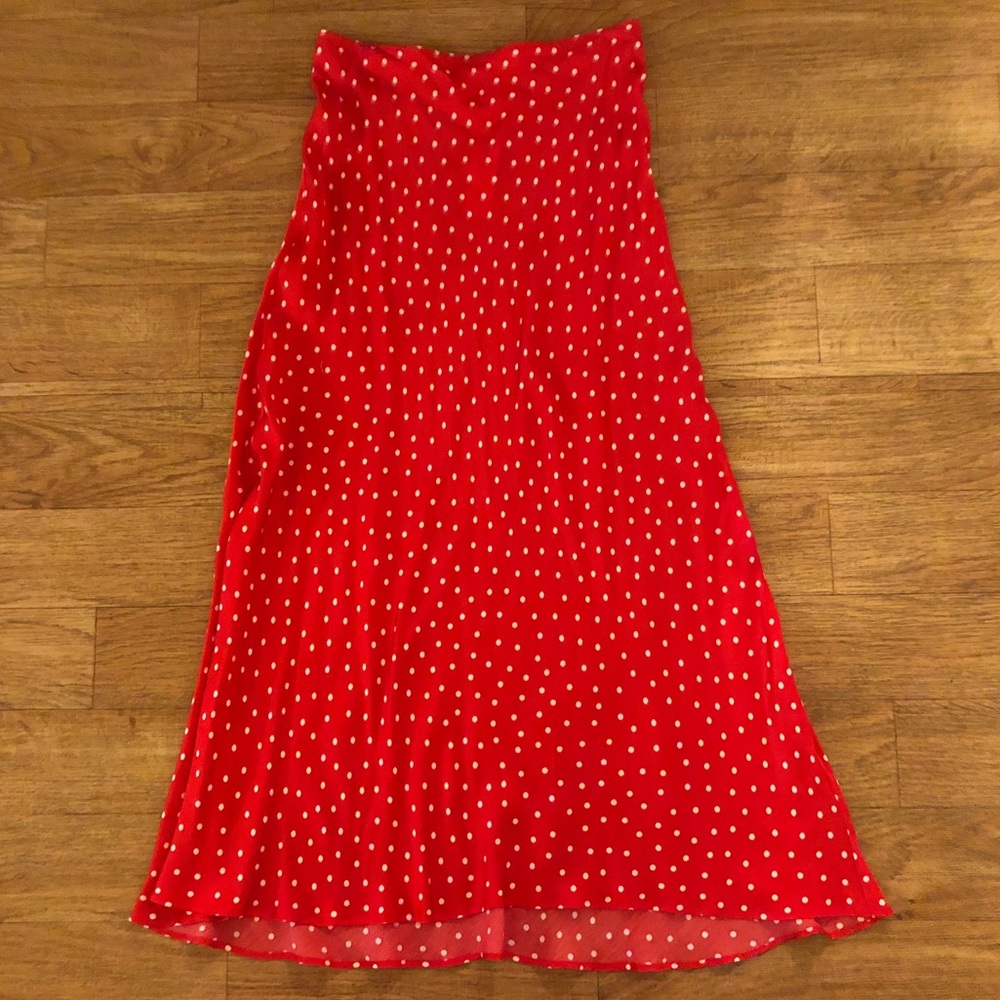 Maeve by Anthropologie Polka Dot Bias Slip Skirt